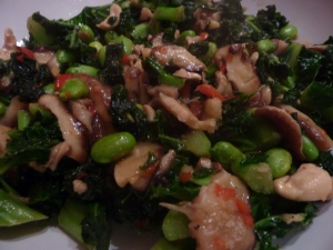Kale, Mushroom & Cashew nut stir-fry